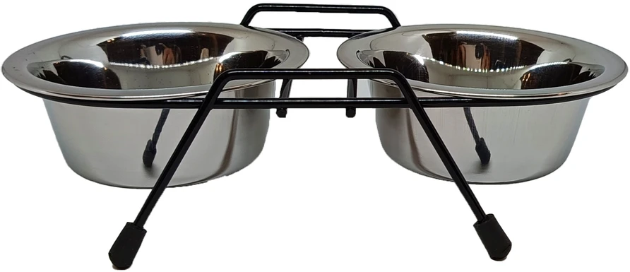Stovas su dubenėliais šuniui Höppy MS Wire Diner Trapeze, 0.45 l, 2 vnt., sidabro sp.