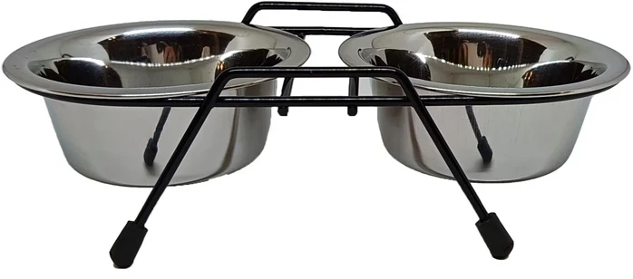 Stovas su dubenėliais šuniui Höppy MS Wire Diner Trapeze, 0.45 l, 2 vnt., sidabro sp.