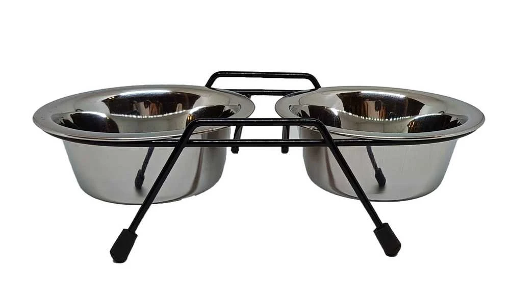 Stovas su dubenėliais šuniui Höppy MS Wire Diner Trapeze, 1.8 l, 2 vnt., sidabro sp.