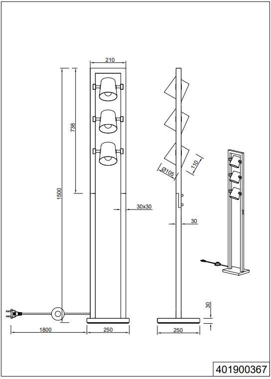 Toršeras Trio Bell 401900367, 25 W, E14