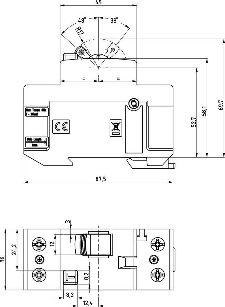 ETI Srovės nuotėkio relė EFI-P2, 25A, 10kA, 30mA AC, 1P+N