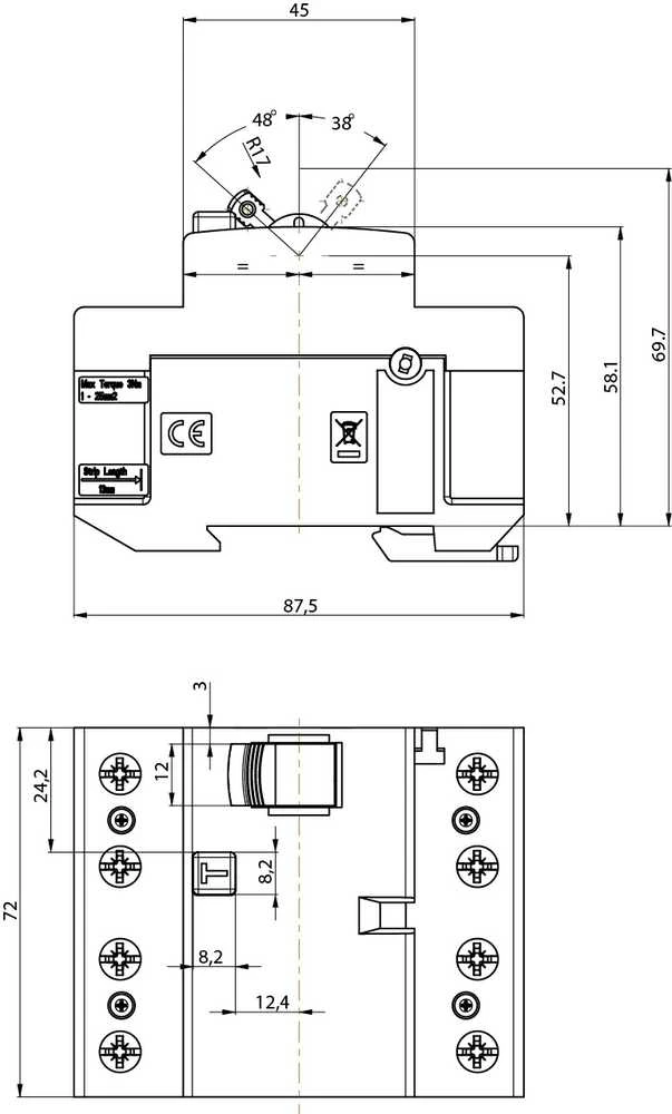 ETI Srovės nuotėkio relė EFI-P4, 25A, 10kA, 30mA AC, 3P+N