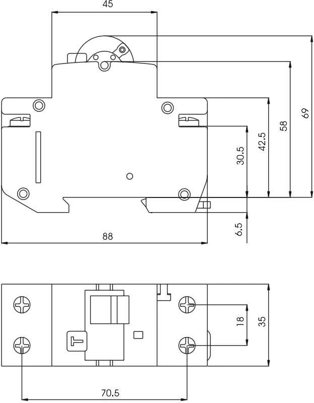 Srovės nuotėkio rėlė ETI KZS-2M, 2P, 16 A, 230 V, 30 mA