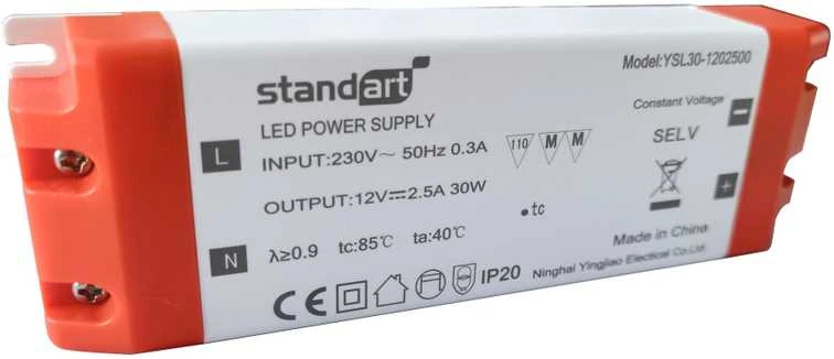 Maitinimo šaltinis Standart, LED, 2.5A, 0-30W, 12V, DC, IP20