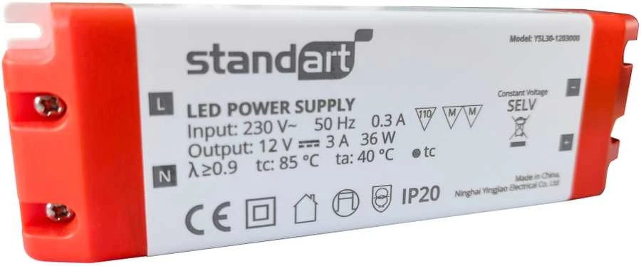 Maitinimo šaltinis Standart, LED, 3A, 0-36W, 12V, DC, IP20
