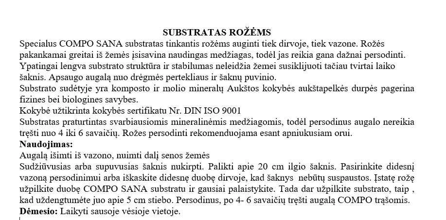 Substratas rožėms COMPO, 20 l