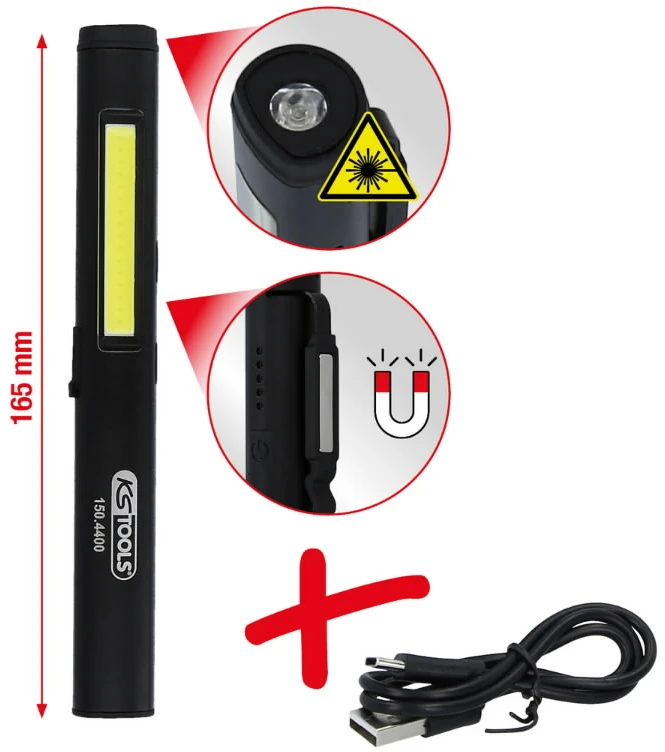 Šviestuvas LED COB su UV-Spot LED ir lazeriniu žymekliu, KS Tools