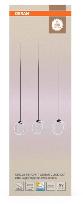 Osram 20W LED pakabinamas šviestuvas CIRCLE, juodas, 3000/4200/6500K