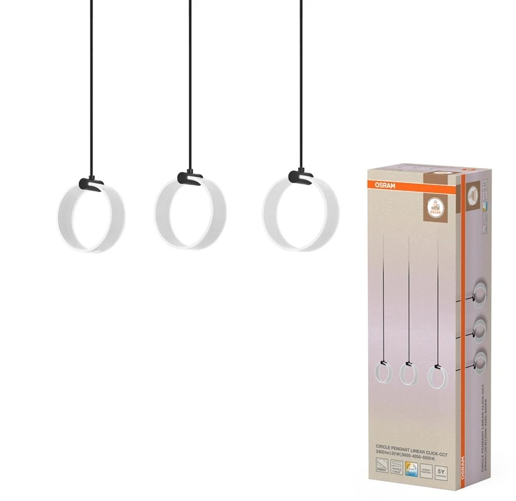Osram 20W LED pakabinamas šviestuvas CIRCLE, juodas, 3000/4200/6500K