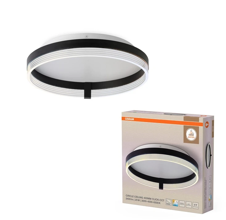Lubinis šviestuvas Osram 25W LED paviršinis šviestuvas CIRCLE, juodas, 3000/4000/6500K
