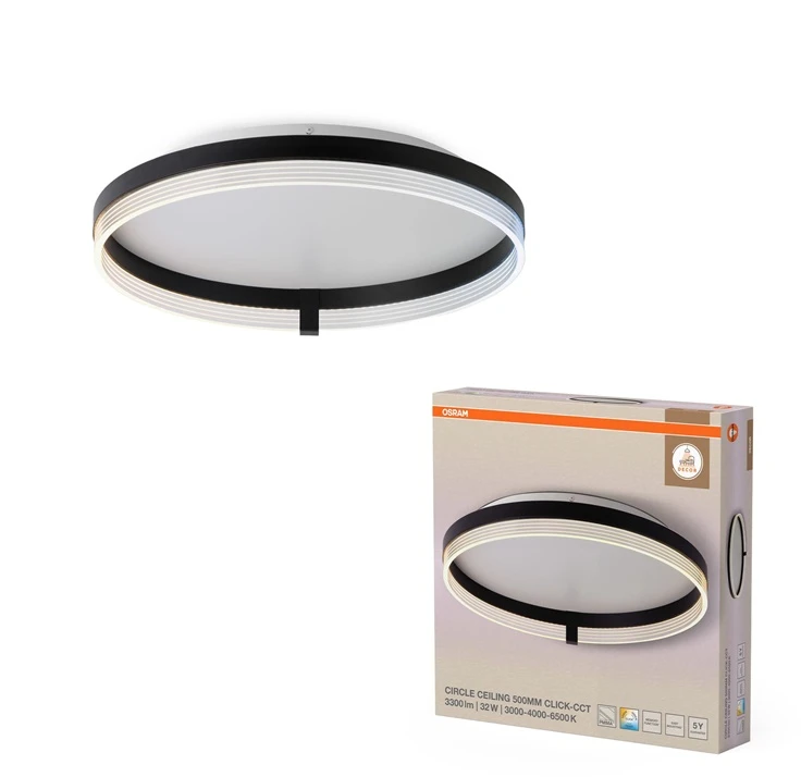 Lubinis šviestuvas Osram 32W LED paviršinis šviestuvas CIRCLE, juodas, 3000/4000/6500K