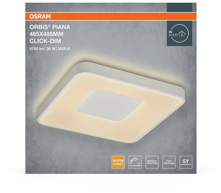 Lubinis šviestuvas Ceiling lamp Osram. LED. 36W. 3000K. 2000lm. Ø485. baltas