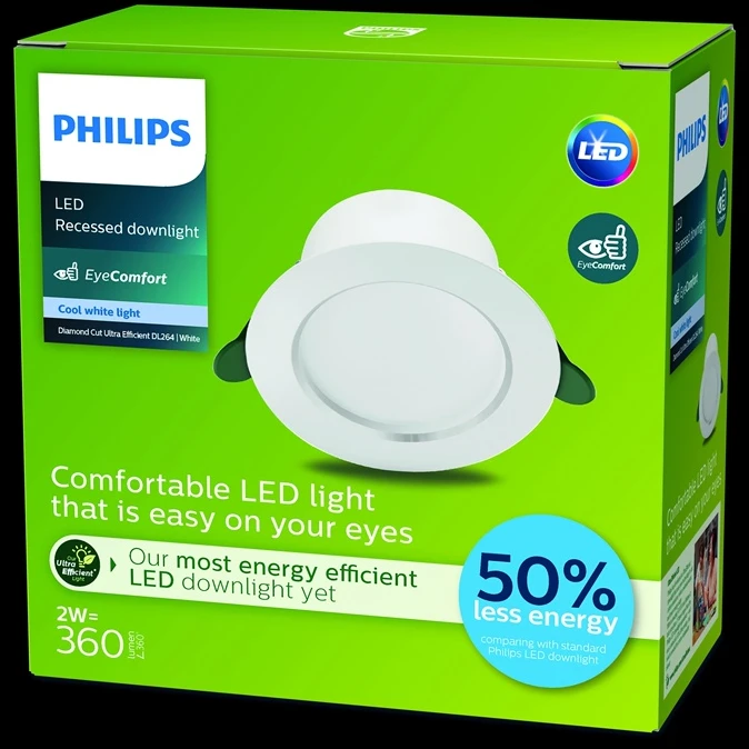 LED panelė įleidžiamas Philips Diamond, 2W, 4K, LED, baltas