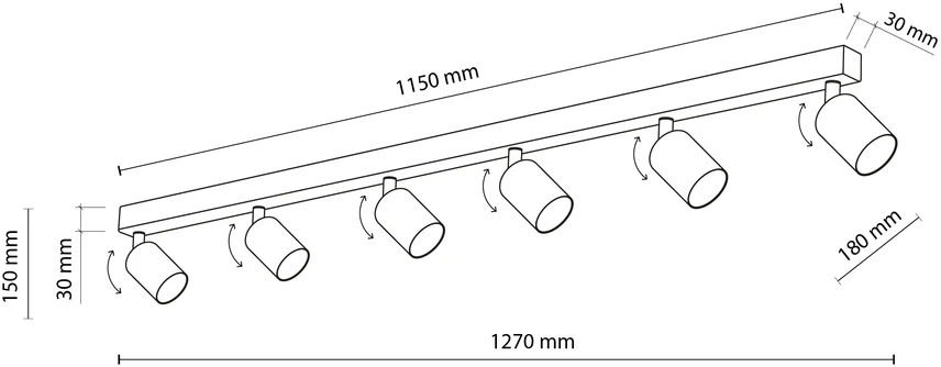 Lubinis šviestuvas Tk_Lighting Šviestuvas nukreipiamasis TK Lighting Top 6198, 60 W, GU10