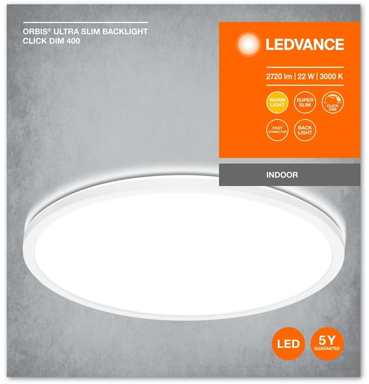 Lubinis šviestuvas Šviestuvas plafonas Ledvance ORBIS ULTRA SLIM CLICKDIM, 22 W