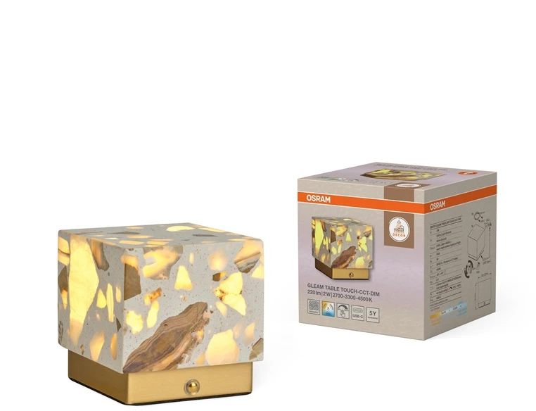 Osram 2W LED stalo šviestuvas GLEAM USB, smėlio sp., 2700/3300/4500K, dimeriuojamas, su baterija