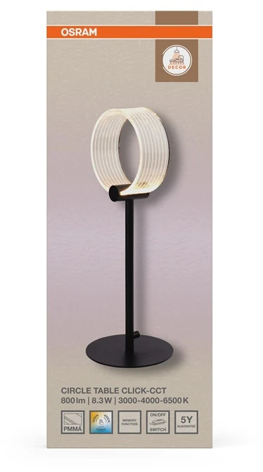 Osram 8,3W LED stalo šviestuvas CIRCLE, juodas, 3000/4000/6500K