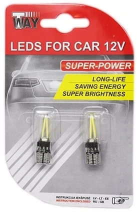 T Way Automobilio lemputė T10.12V., led, balta sp., 12 V