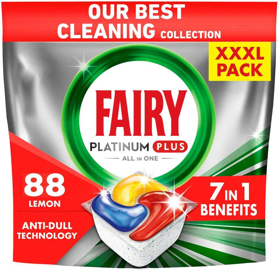 Indaplovių kapsulės Fairy Platinum Plus All In One Lemon, 88 vnt.