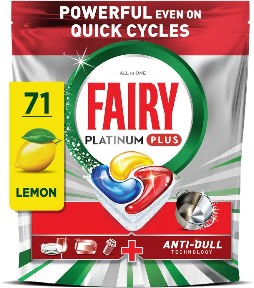 Indaplovių kapsulės Fairy Platinum Plus All In One Lemon, 71 vnt.