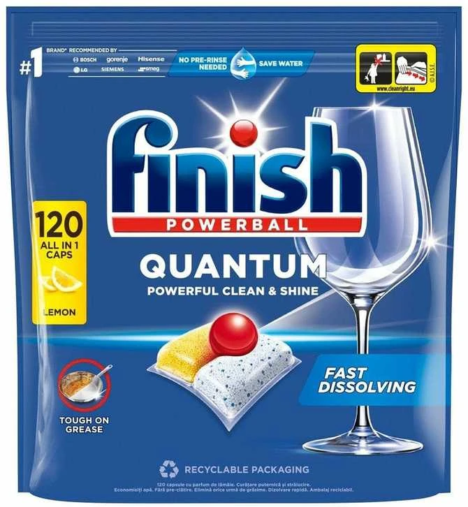 Indaplovės kapsulės, FINISH Quantum Lemon, 120 vnt.