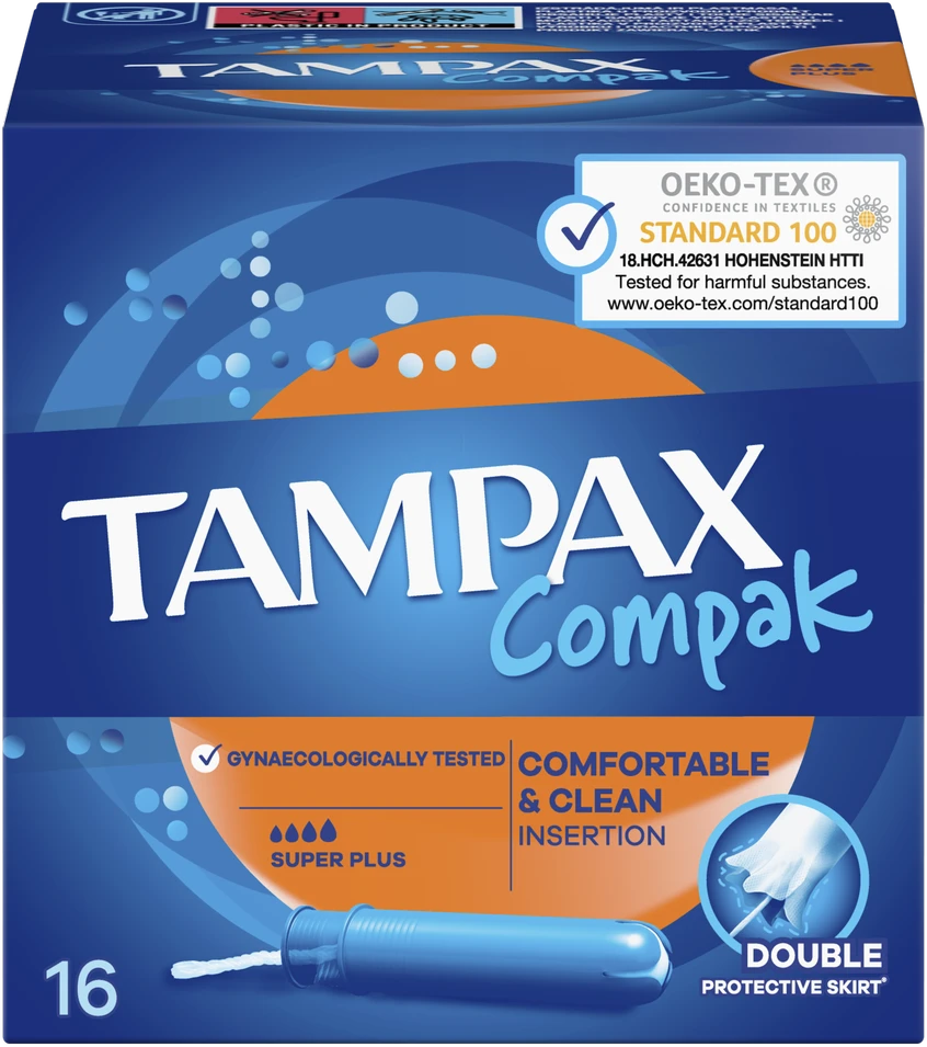Tampax Compak Super Plus Tamponai Su Aplikatoriumi, 16 vnt.