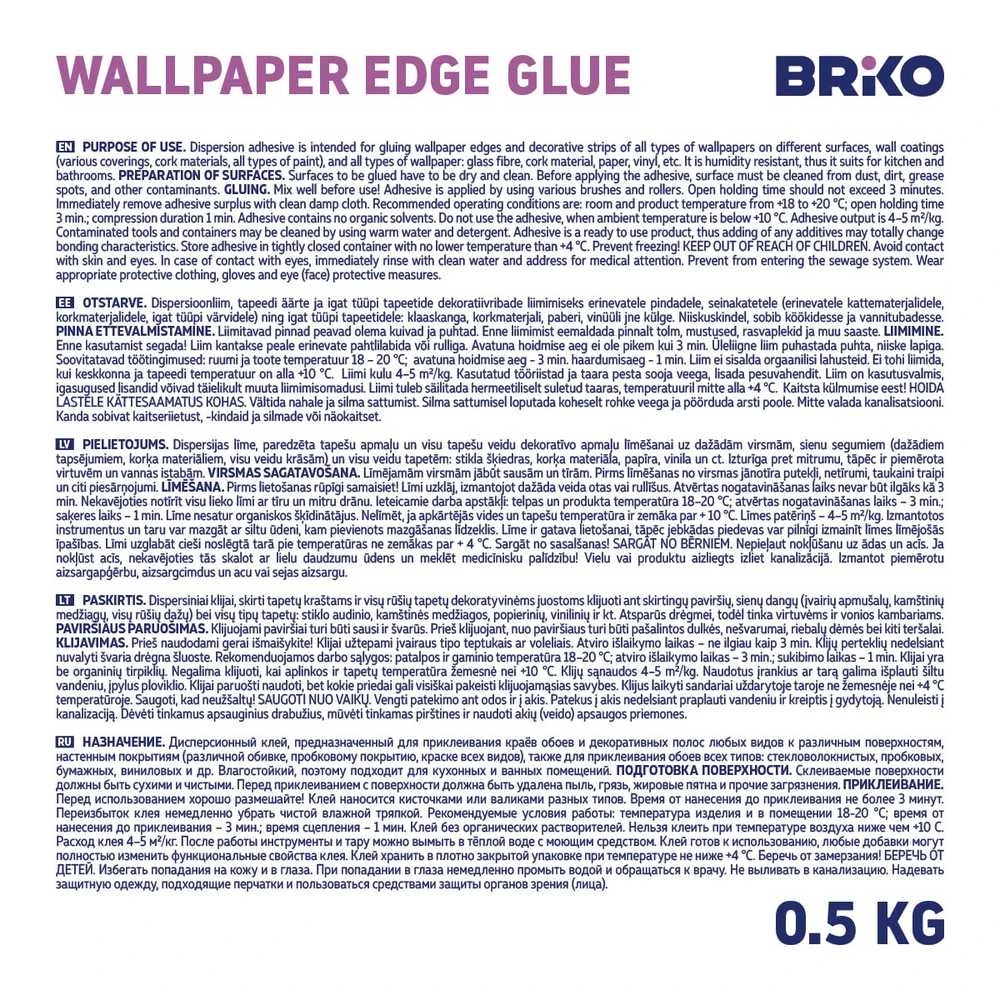 Briko WALLPAPER GLUE BRIKO (0.5 KG)