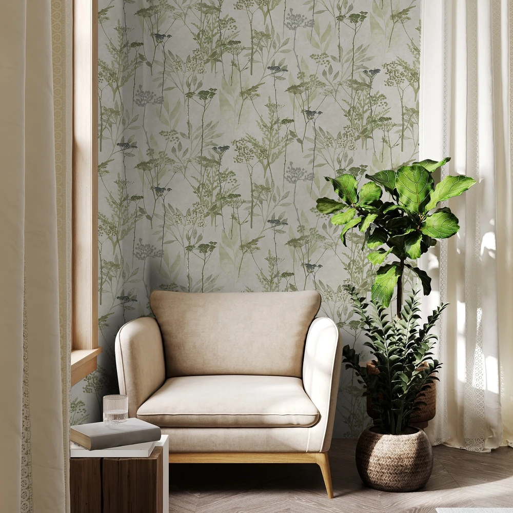 Boldwood Books Ltd WALLPAPER 125058 SOLSTICE SAGE Žalias