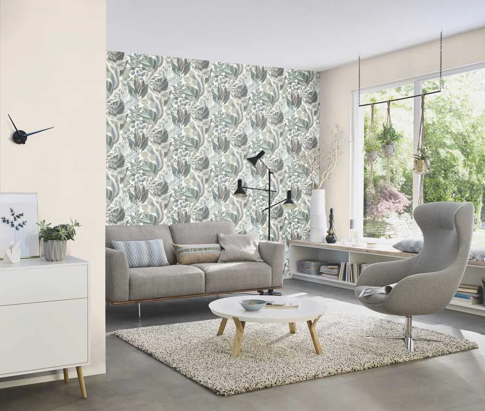 Rasch Wallpaper Vinyl 687507 Linen Light pilka