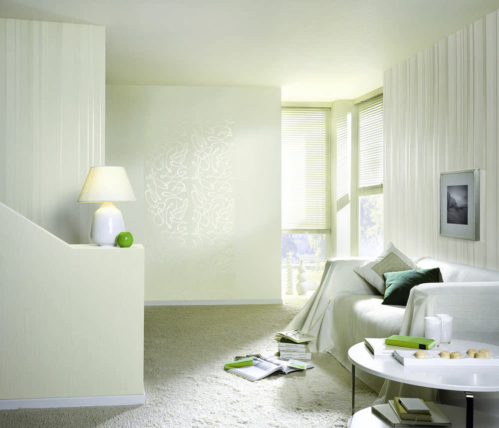 Rasch Wallpaper Vinyl 754001 Plain Baltas
