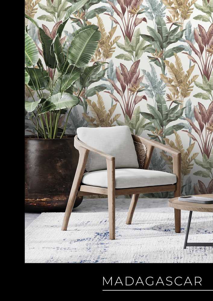 Rasch Wallpaper vinyl 793512 leaves mėlynas žalias