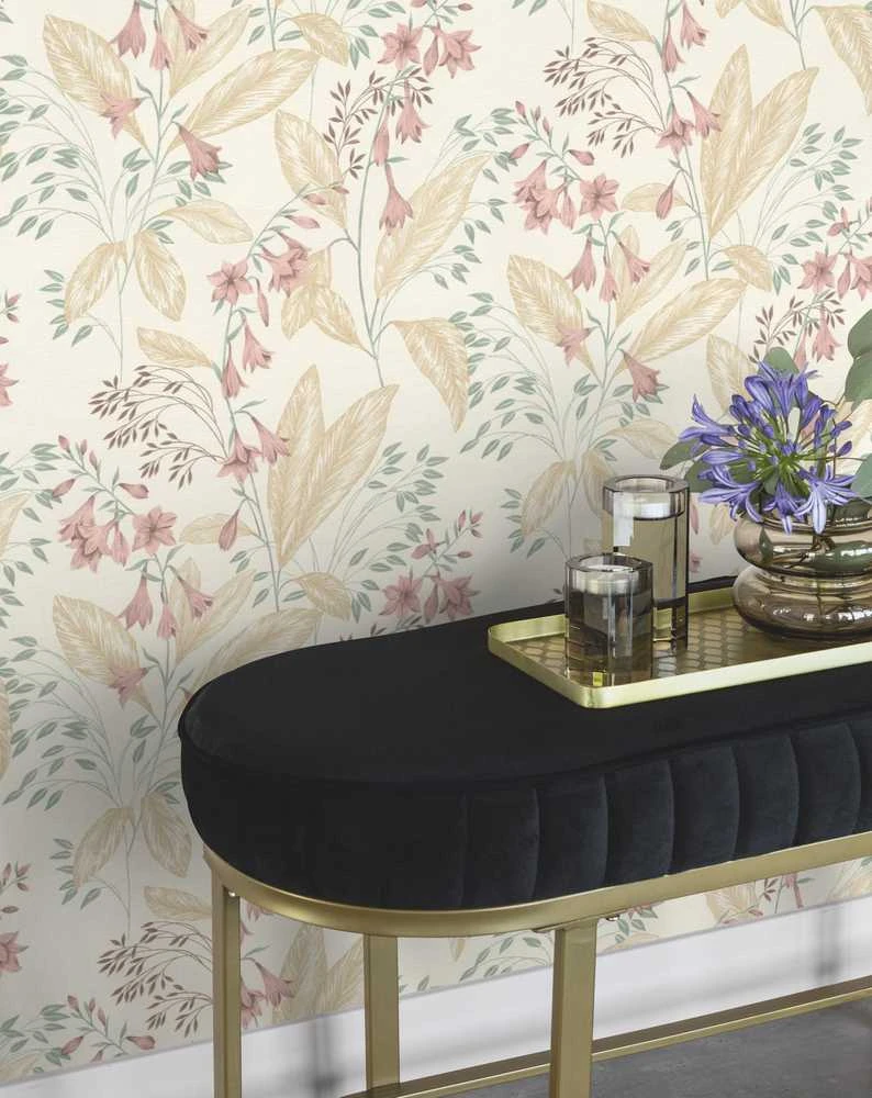 Rasch Wallpaper Vinyl 794434 BOTANICAL GR Rožinė