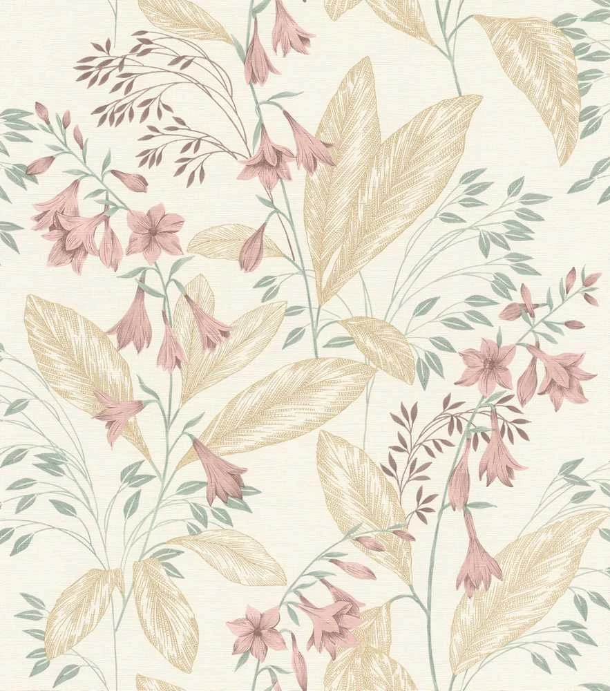 Rasch Wallpaper Vinyl 794434 BOTANICAL GR Rožinė