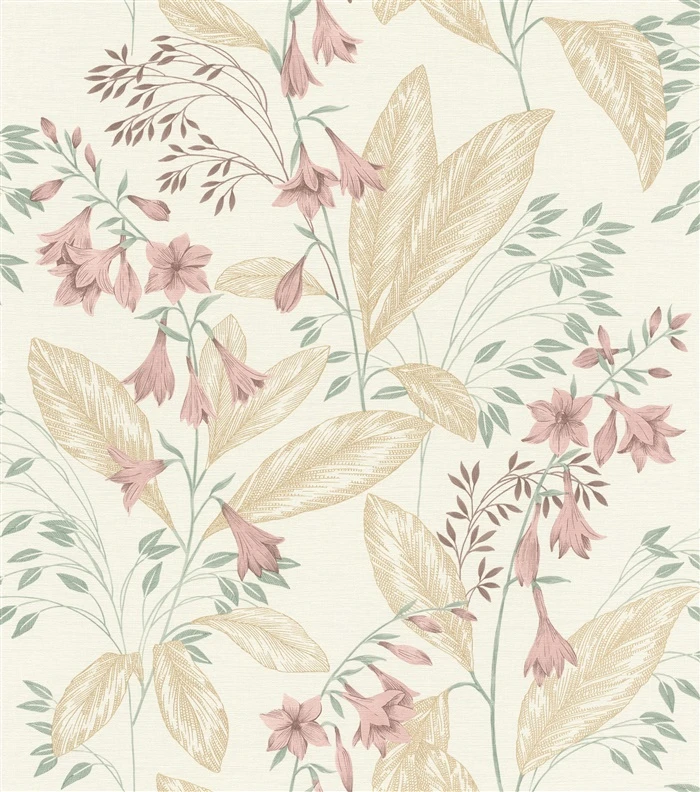 Rasch Wallpaper Vinyl 794434 BOTANICAL GR Rožinė