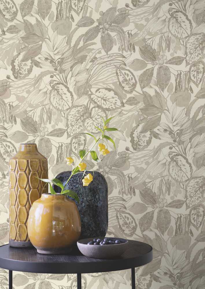 Rasch Wallpaper Vinyl 983029 Botanical rusvai gelsvas