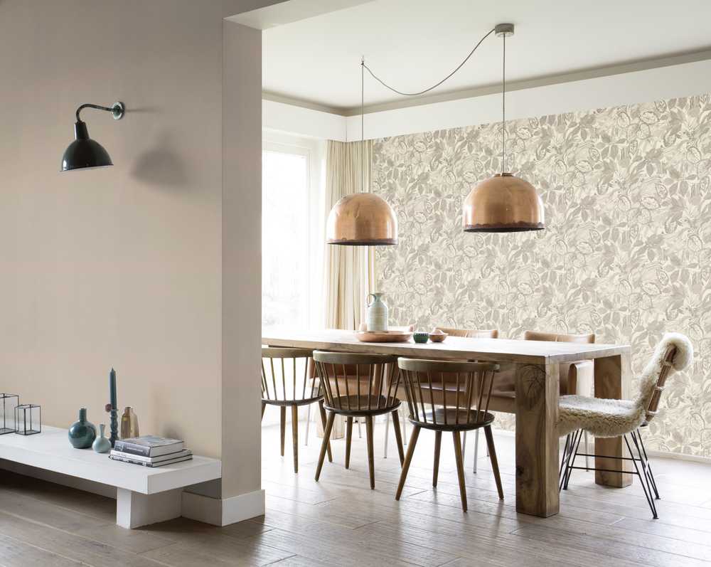 Rasch Wallpaper Vinyl 983029 Botanical rusvai gelsvas