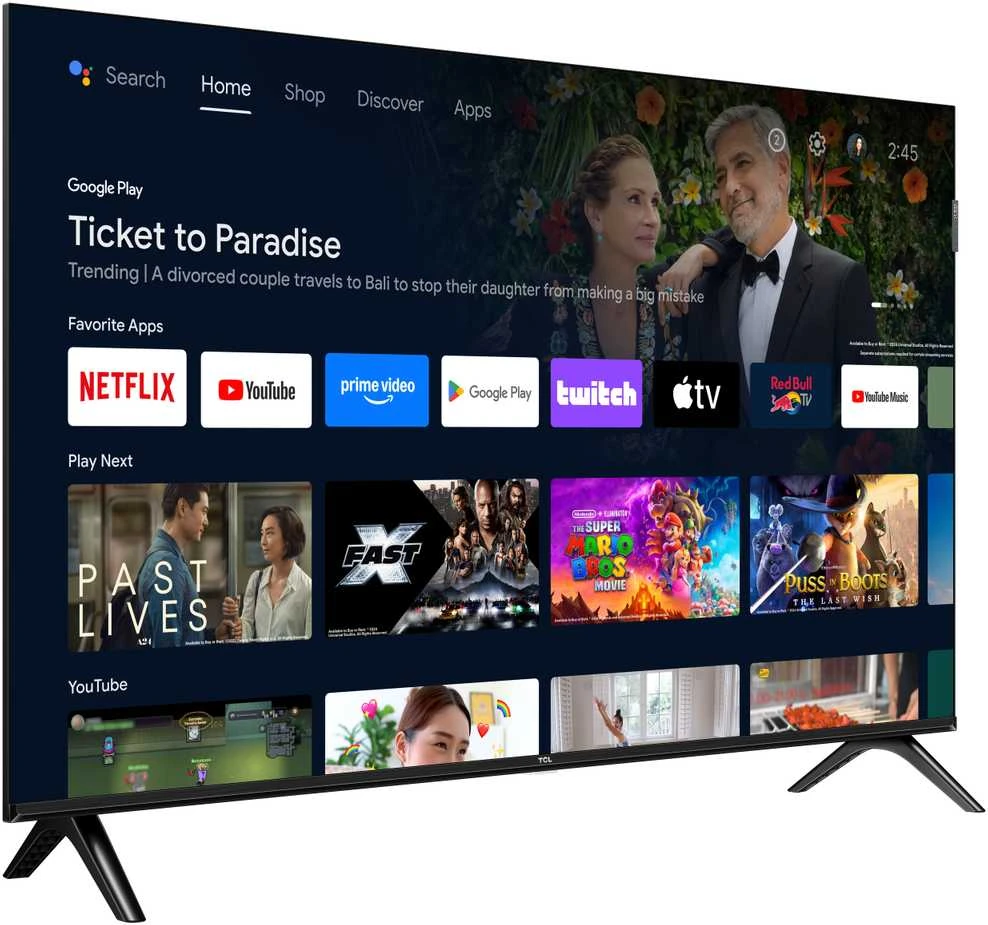 Televizorius TCL QLED TV | 40S5K | 40 | Smart TV | Android TV | FHD | Juodas
