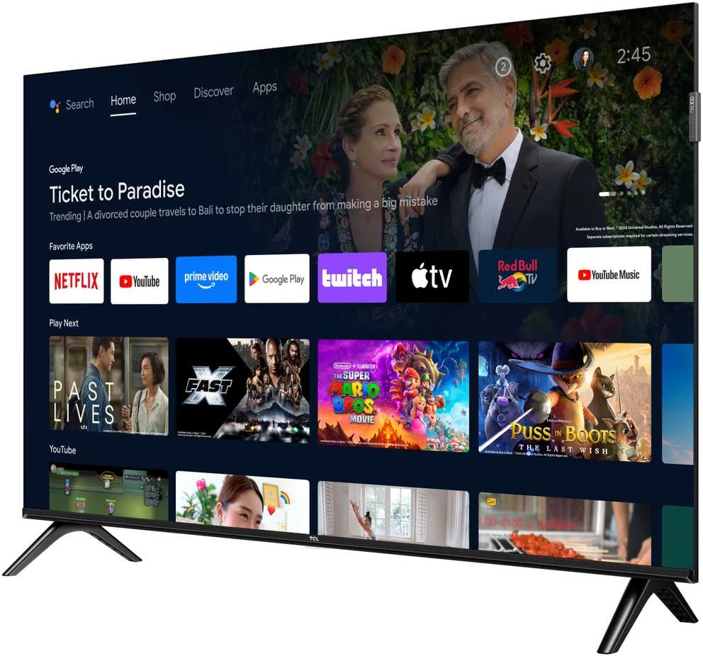 Televizorius TCL QLED TV | 40S5K | 40 | Smart TV | Android TV | FHD | Juodas