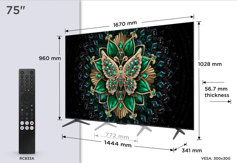 Televizorius TCL 75C6K QD-MiniLED