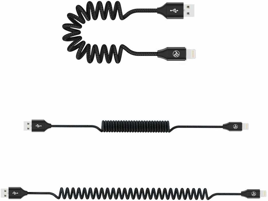 Tellur kabelis Extendable USB į Lightning 3A 1.8m juodos spalvos