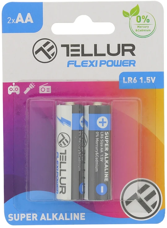 Tellur Flexi Power baterijos, super šarminės, AA LR6, 1,5 V, 2 vnt./rinkinyje