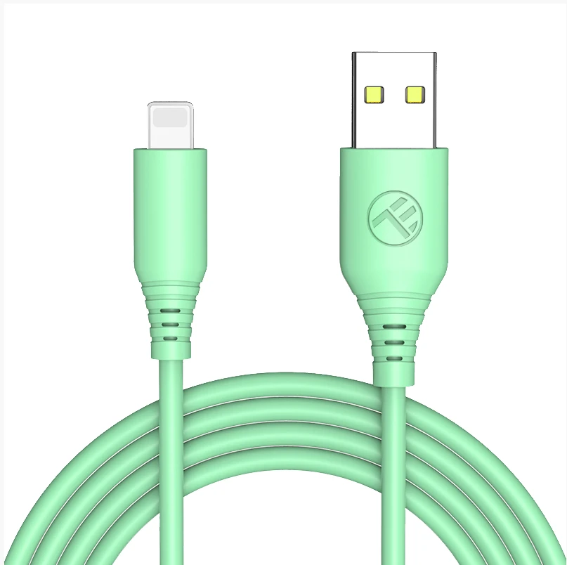 Tellur silikoninis USB-A į Lightning laidas 3 A, 1 m, žalias