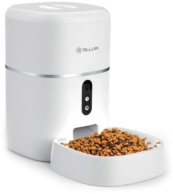 Tellur WiFi Smart Pet Feeder, UltraHD Camera, 4L, Baltas