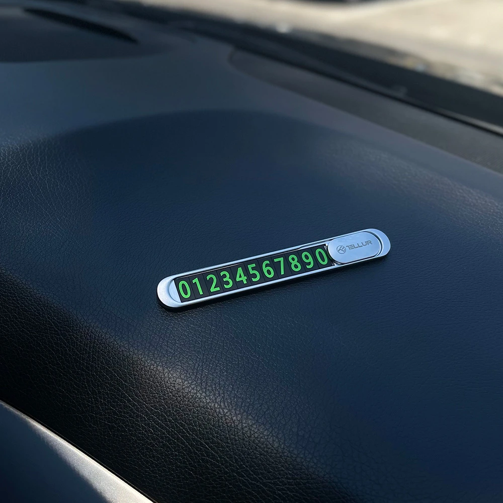 „Tellur“ laikino automobilio stovėjimo aikštelės telefono numerio kortelė, metalinė „Sidabrinis“