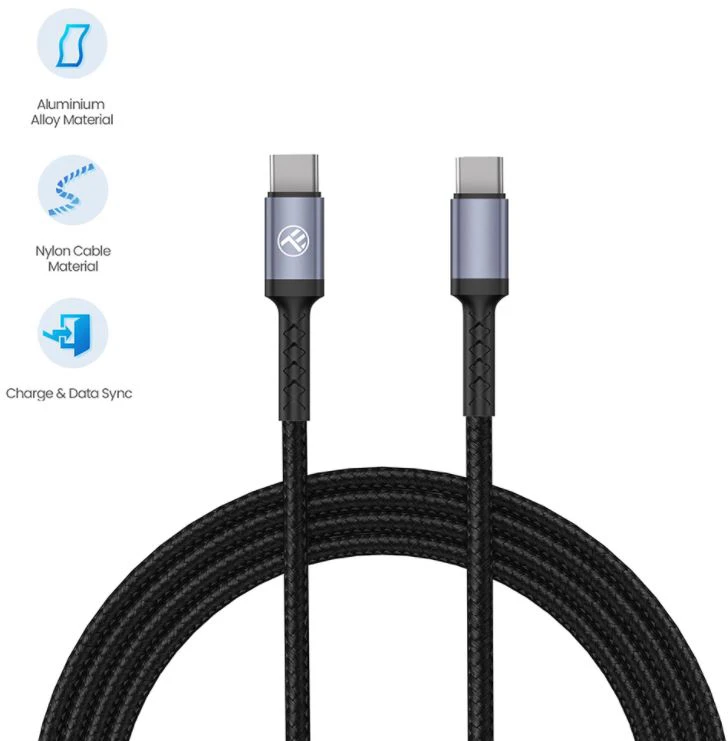 Tellur USB-C į USB-C laidas, 3A, 60 W, 1 m, juodas