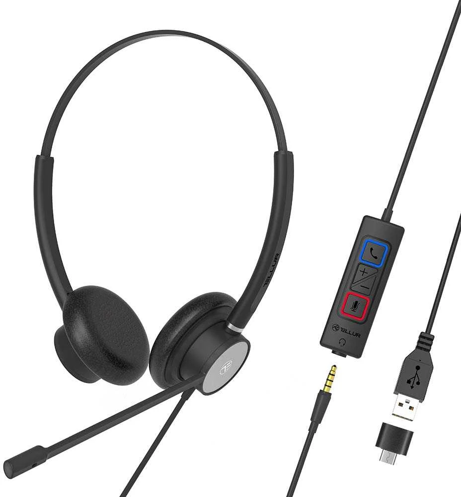Tellur Voice 420 laidinės ausinės su mikrofonu, juodos