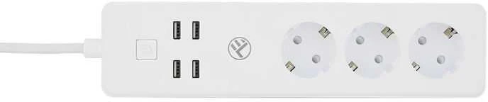 „Tellur WiFi“ maitinimo juosta, 3 lizdai, 4 * USB 4A, 2200 W, 10 A, 1,8 m