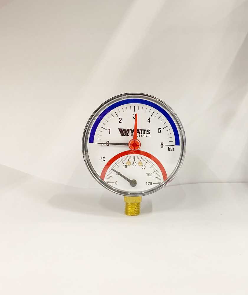 Termomanometras Watts 10018749, 80 mm, 6 bar
