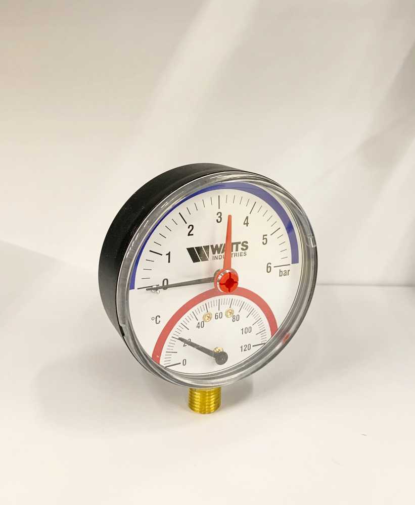 Termomanometras Watts 10018749, 80 mm, 6 bar