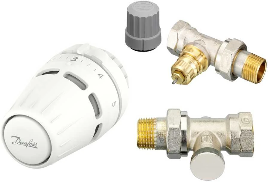 radiatoru termostatiskā vārsta komplekts, Danfoss, taisns, DN15